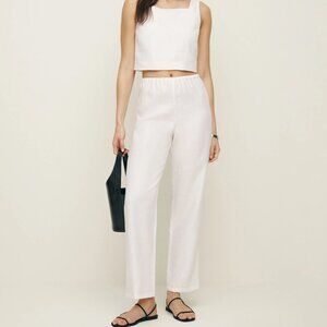 Reformation Remi Cropped Linen Pant Ivory - Size S